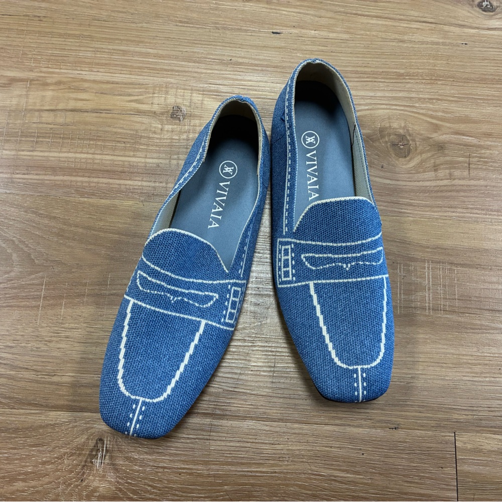 Vivaia blue knit stretchy loafers size 41